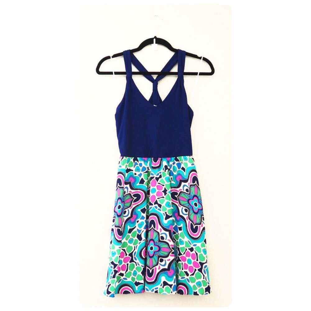 * Alice & Trixie Iris Sleeveless Geometric Mosaic Print Silk Dress sz S